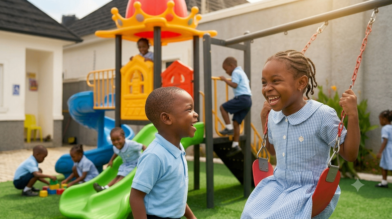 Kids laughing outdoors